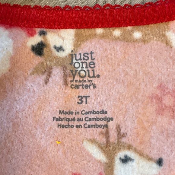 Carter's Festive Pink Footie with Santa and Reindeer - Picture 3 of 4